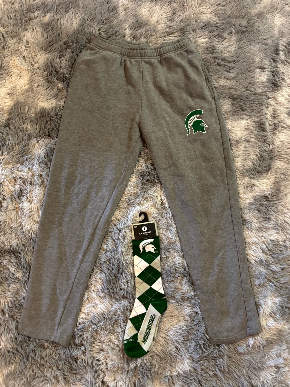 Top of the World Gray Joggers with Green Spartan Logo